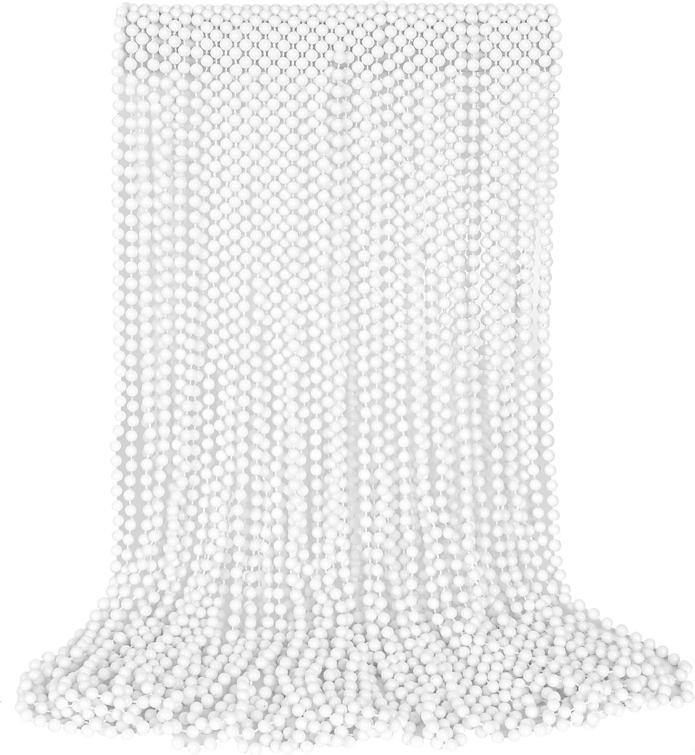 30PCS Bead Necklaces, White Mardi Gras Beads Stuff Party Favors, 33" 6mm Round Holiday Beads Necklace Decorations Bulk, White Beads for Wedding Birthday School Celebrations Festival Parade Throws