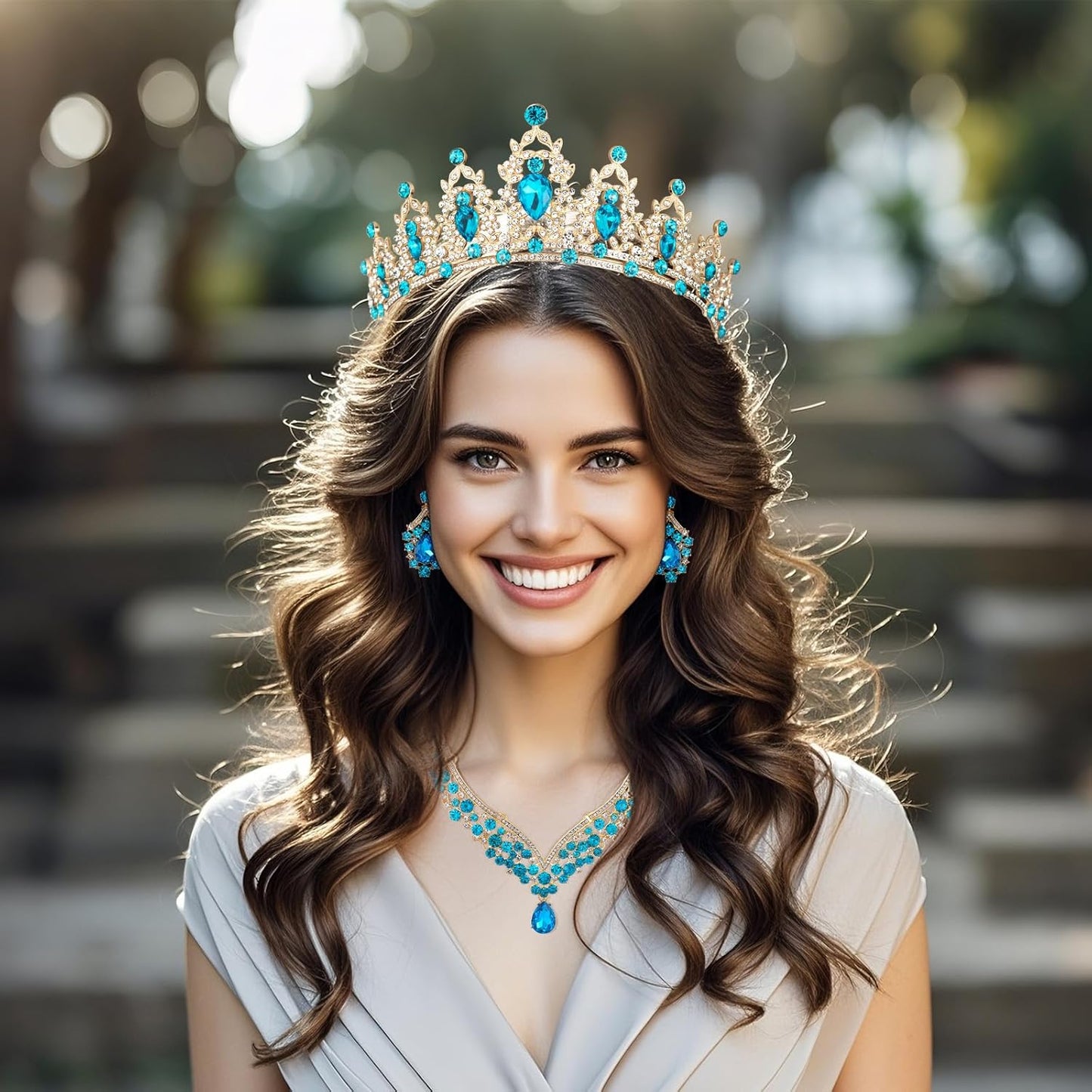 Crowns and Tiaras jewelry sets for Wedding princess birthday party Halloween Prom Pageant Jewelry for Women Crystal Bridal Jewelry Set for women