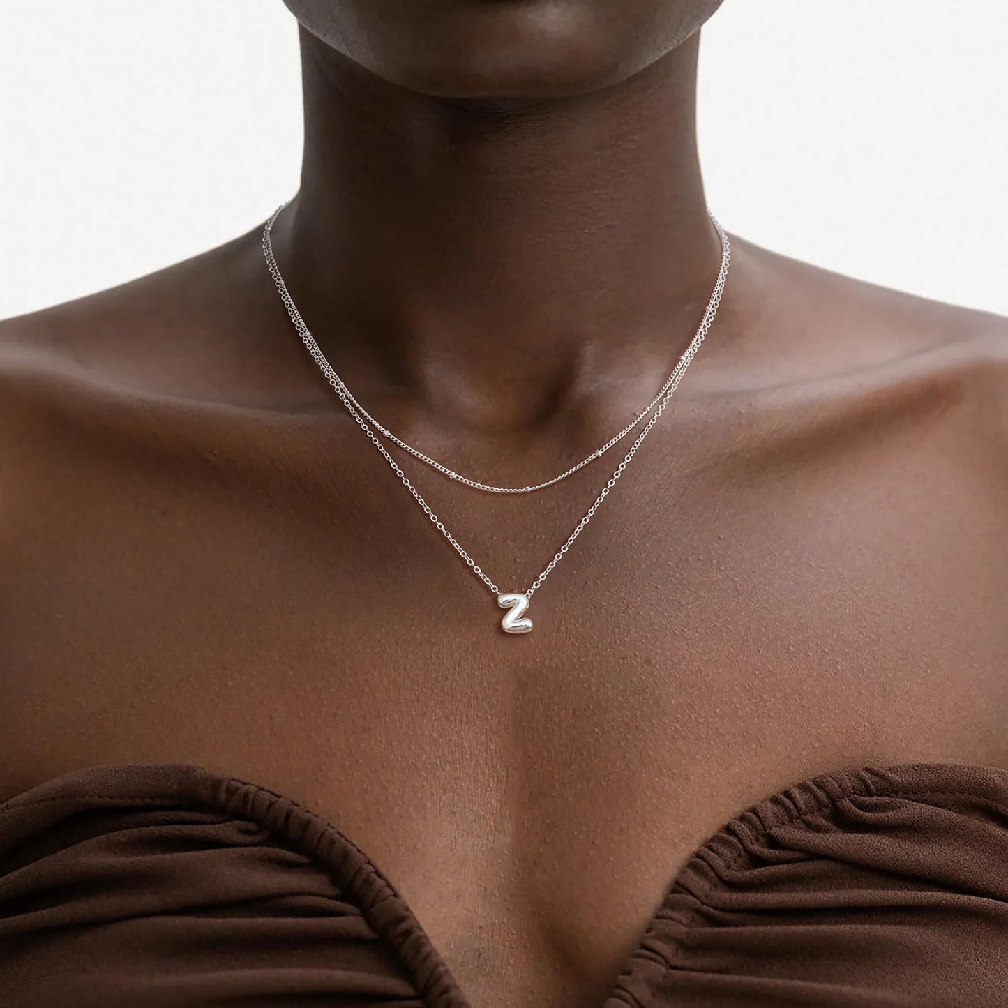 Bubble Letter Necklace Layered Initial Necklaces for Women Dainty Cute Choker Pendant Stack Jewelry Teen Gift Trendy Stuff