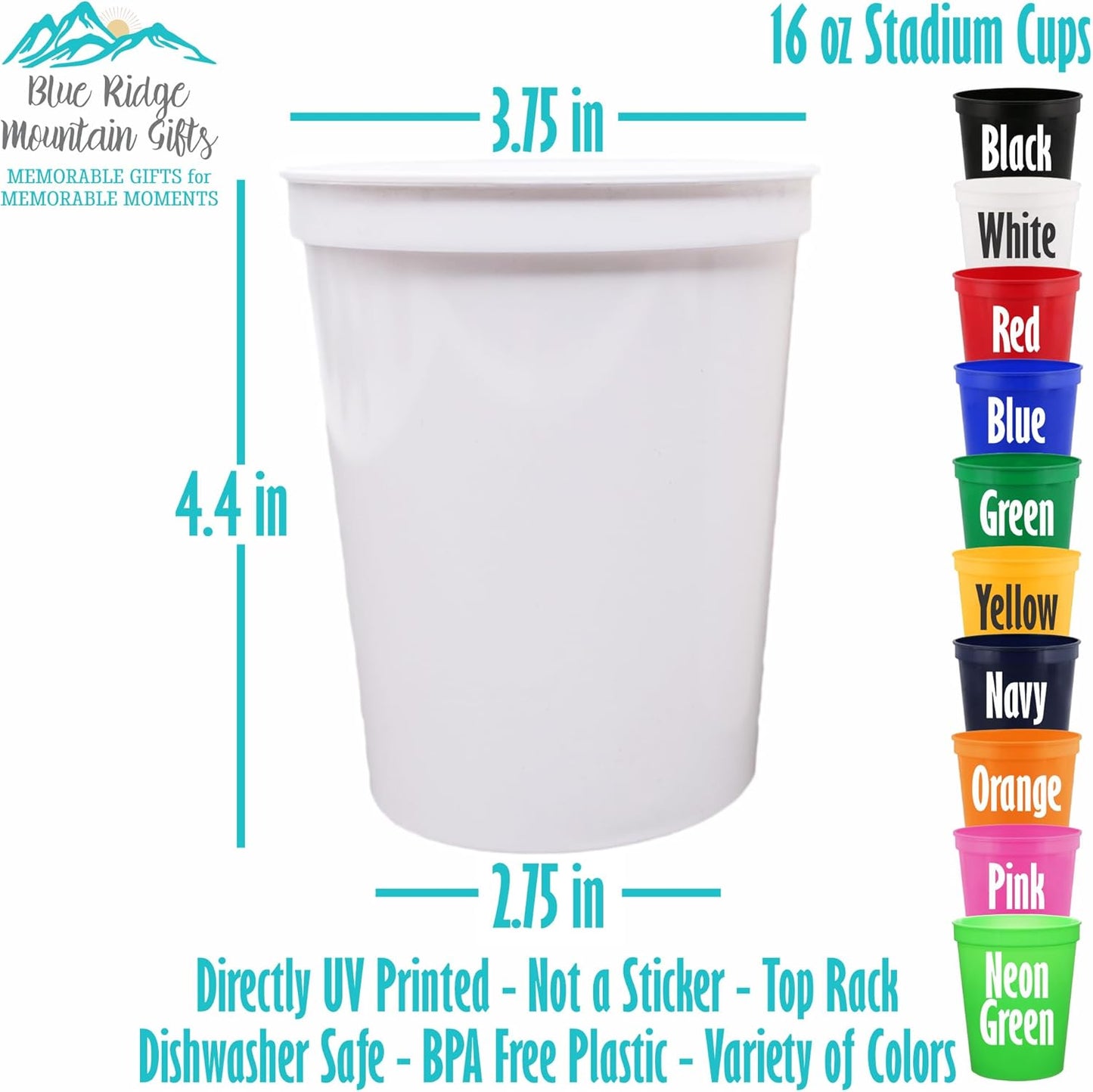 Custom Stadium Cups with Photo – Personalized 16oz Cups with Text – Printed Directly on Cup – Choose Cup Color, Text Color, Quantity and More – Party Favor for Birthdays & Events (Vintage Polaroid)