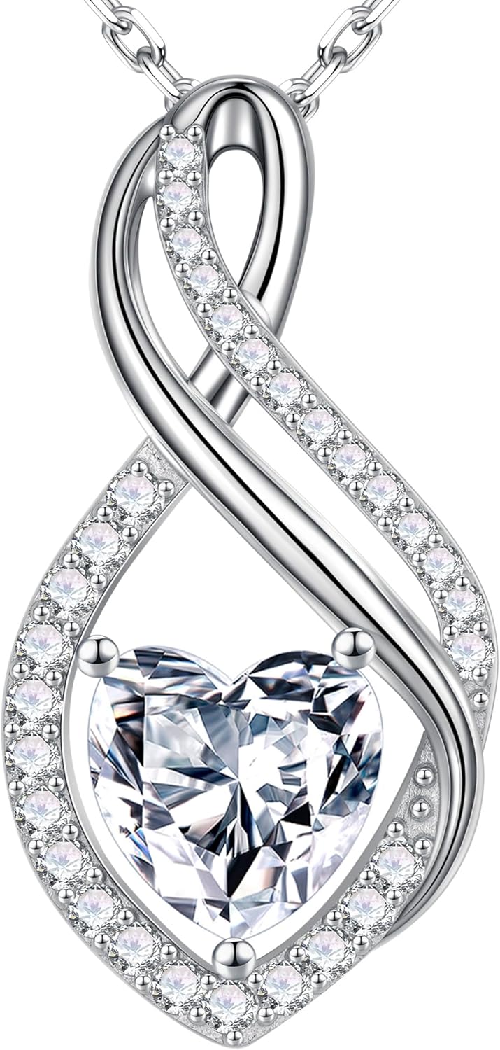 MOOSEA Christmas Gifts for Women, Infinity Moissanite Pendant Necklace, 1-3ct Lab Created Moissanite Necklace 925 Sterling Silver Anniversary Birthday Wedding Gifts for Women Wife Her