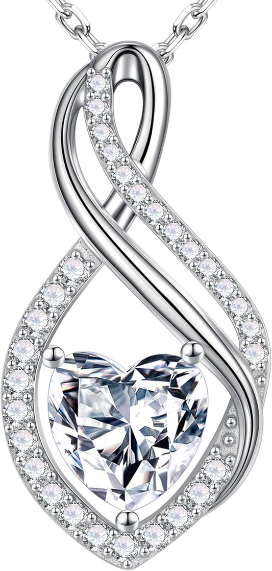 MOOSEA Christmas Gifts for Women, Infinity Moissanite Pendant Necklace, 1-3ct Lab Created Moissanite Necklace 925 Sterling Silver Anniversary Birthday Wedding Gifts for Women Wife Her