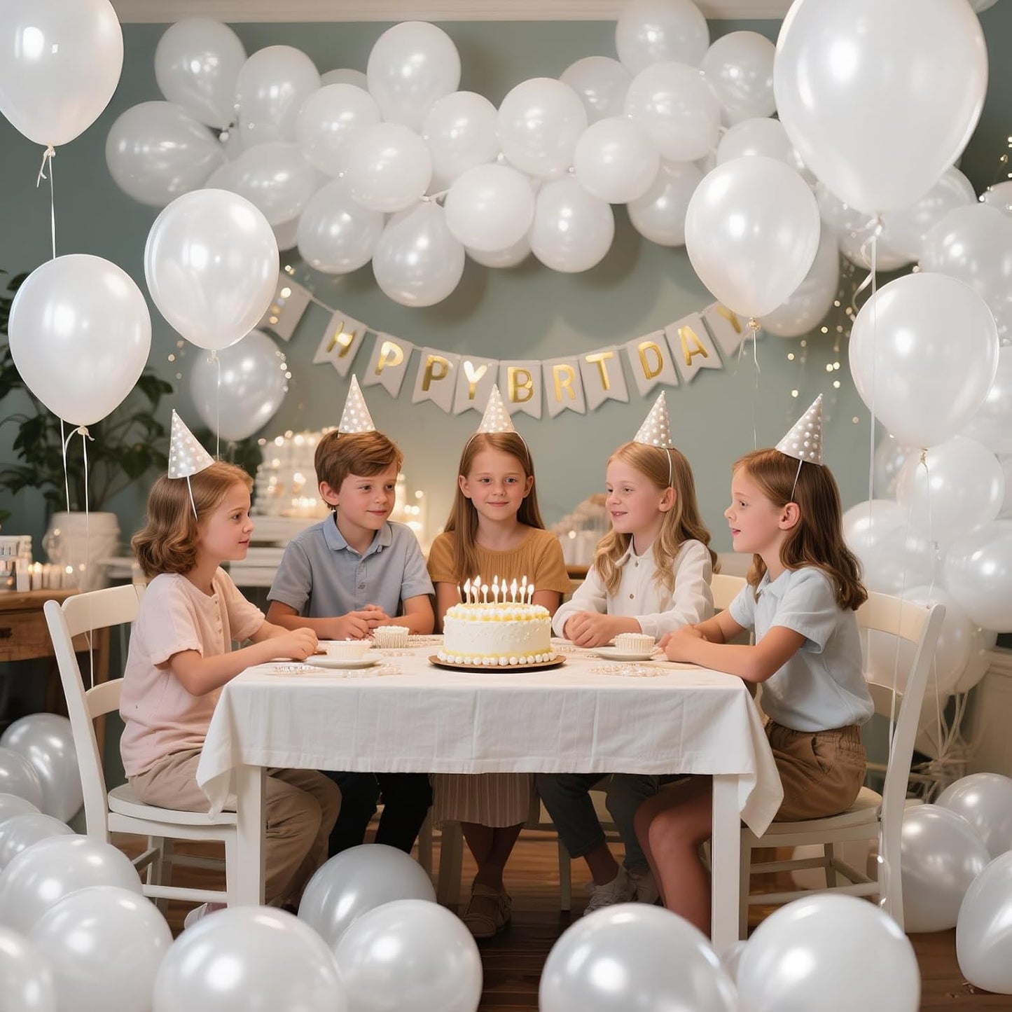 KAWKALSH Pearl White Balloon 110pcs, 12 Inch Thickened Latex Party Balloons Helium Bright Color for Birthday Baby Shower Wedding Party Supplies Arch Garland Decoration