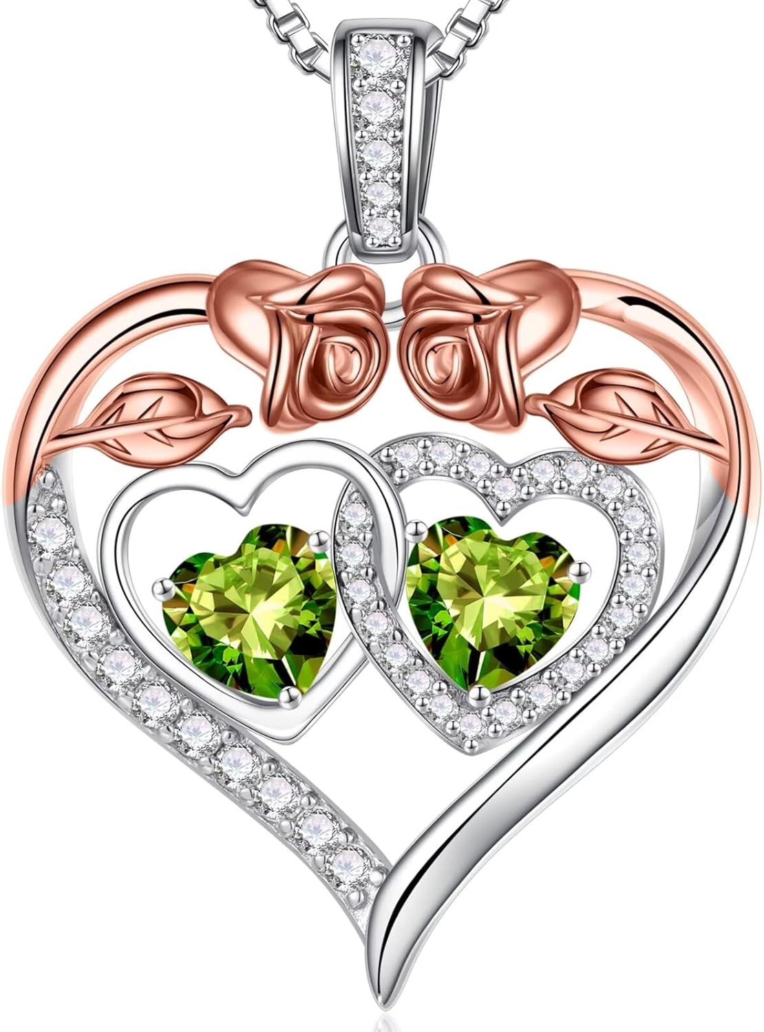 Iefil Double Birthstone Necklace Gifts for Wife Girlfriend Her Women, Birthstone Jewelry Gemstone Valentines Birthday Gifts for Her Women Wife Mom Grandma