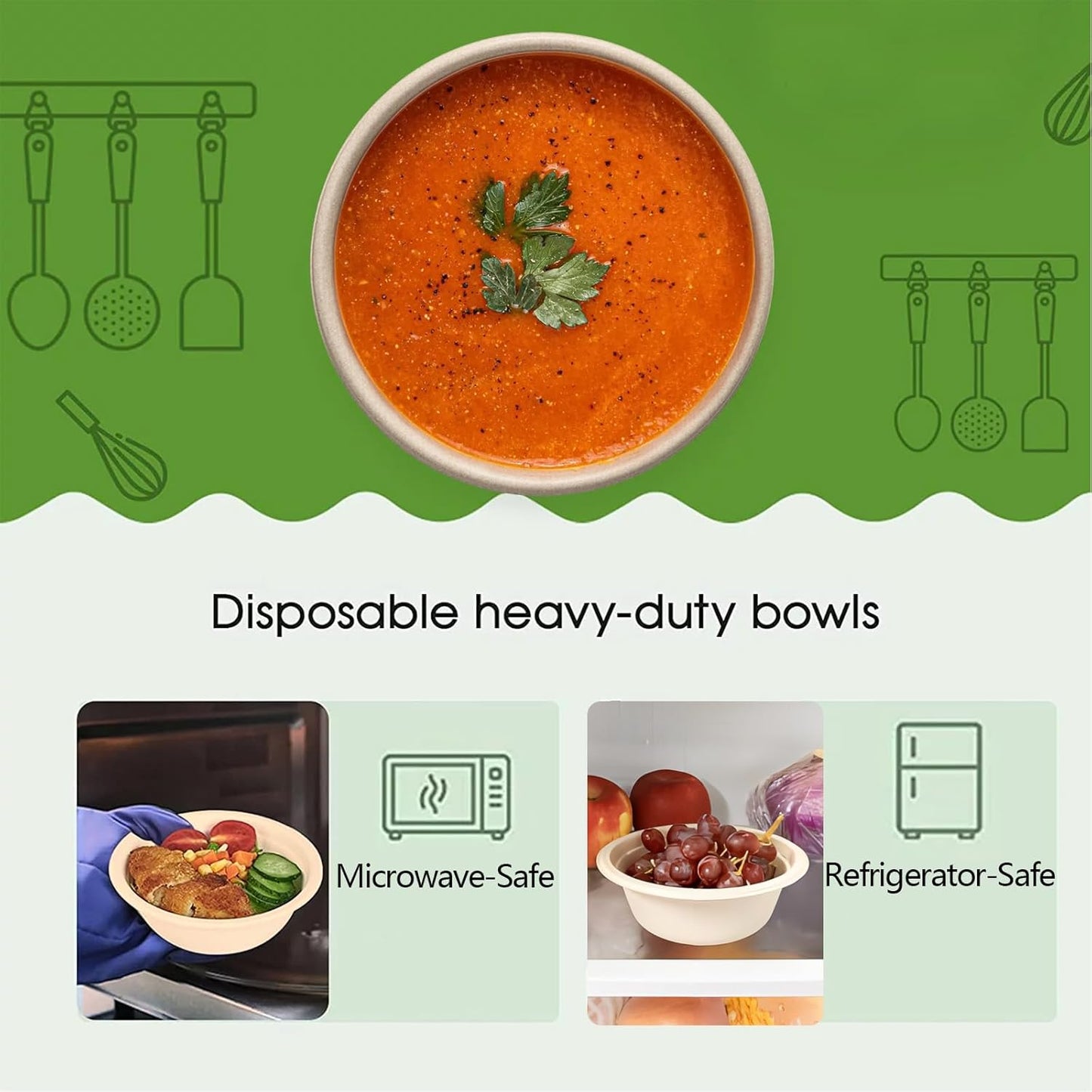 Homestockplus 16 Oz Disposable Bowls Heavy Duty Small Paper Bowls made of 100% Compostable Heavy-duty Quality Natural Bagasse Biodegradable Bowls for Ice Cream, Dessert And Chili ect.[50 Pack]