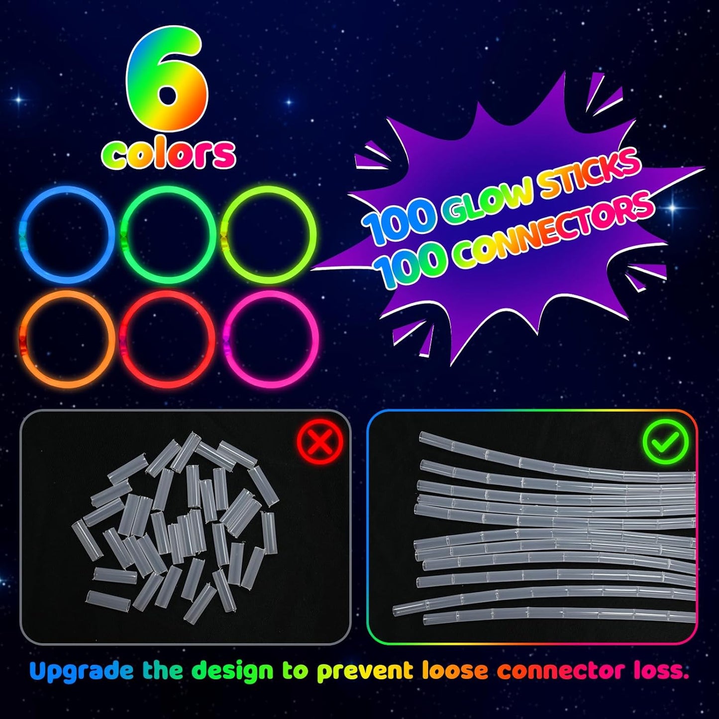 Mega-L 800 PCS Bright Glow Sticks Bulk - Halloween Glow in the Dark Party Supplies, 8" Glowsticks Easter Party Favors with Bracelets and Necklaces Light Sticks Bulk Party Favors for Kids or Adult