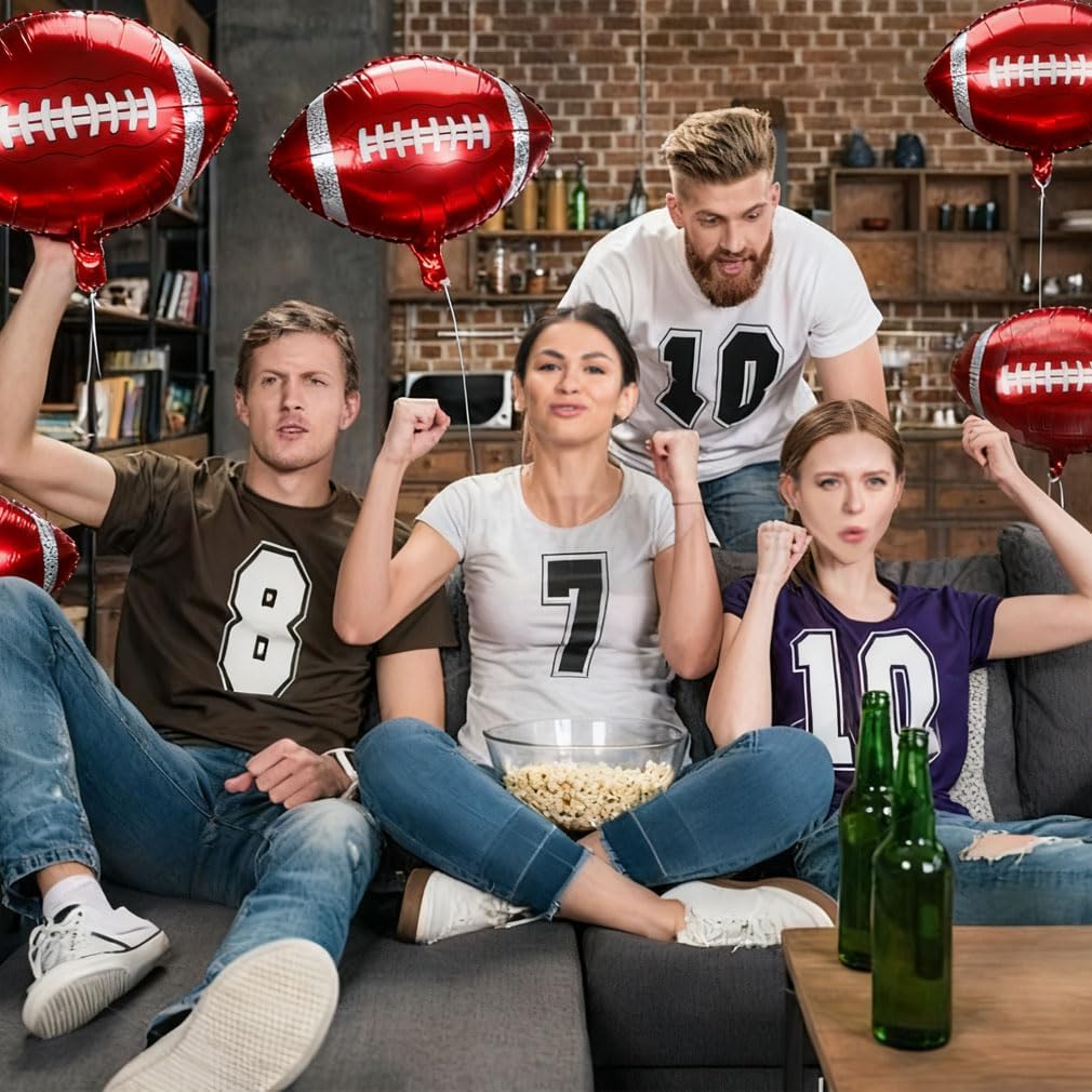 8 PCS 18 Inch Football Balloons Party Favors Football Themed Birthday Party Decorations Supplies Giant Large Foil Sports Rugby Ball Balloons Christmas Mylar Helium Aluminum Balloon Baby Shower
