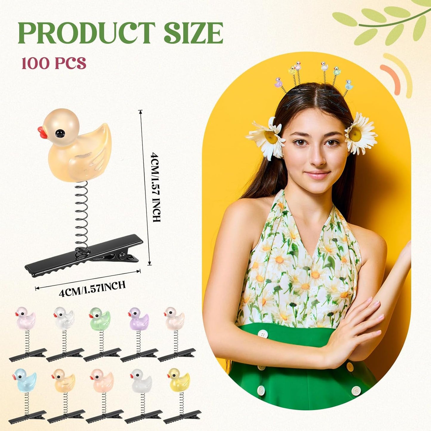 100 Pcs Mini Glow Hair Clips Girls Rave Hair Clips for Women Christmas Music Festival Holiday Party Supplies (Funny Duck)