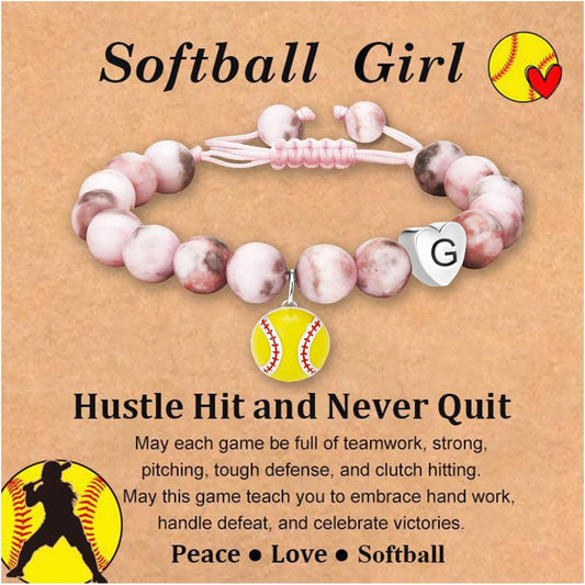 Stocking Stuffers for Teen Girls -Volleyball/Softball Bracelet Heart Initial Gifts Sports Accessories Jewelry Gift Ideas for Teen Girls Women for Christmas Birthday