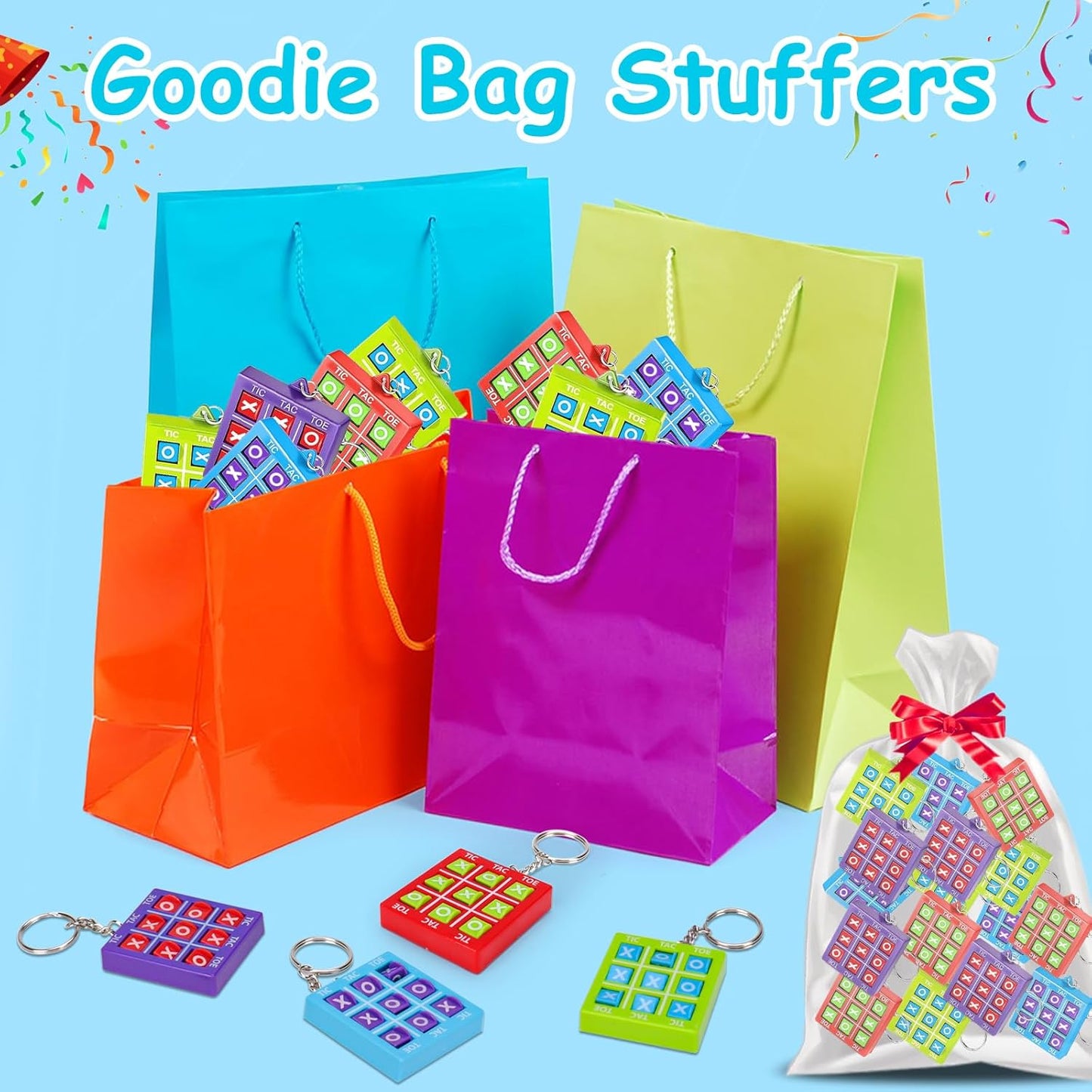 16 PCS Tic Tac Toe Game Christmas Party Favors Goodie Bags Stocking Stuffers for Kids 8-12 4-8, Classroom Treasure Chest Box Toys Prizes, Birthday Return Small Gift for Students Pinata Filler Bulk