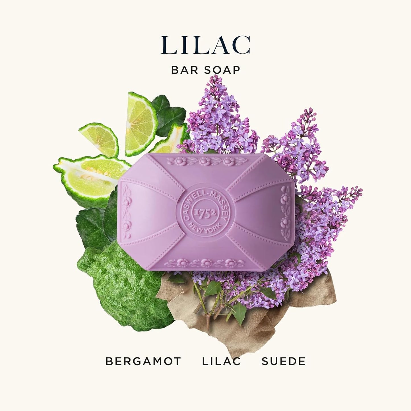 Caswell-Massey Natural Bar Soap for Women, Moisturizing Body Soap Bar for All Skin Types, Made with Essential Oils & Plant-Based Formula for Soft Skin, Lilac, 3.5 oz