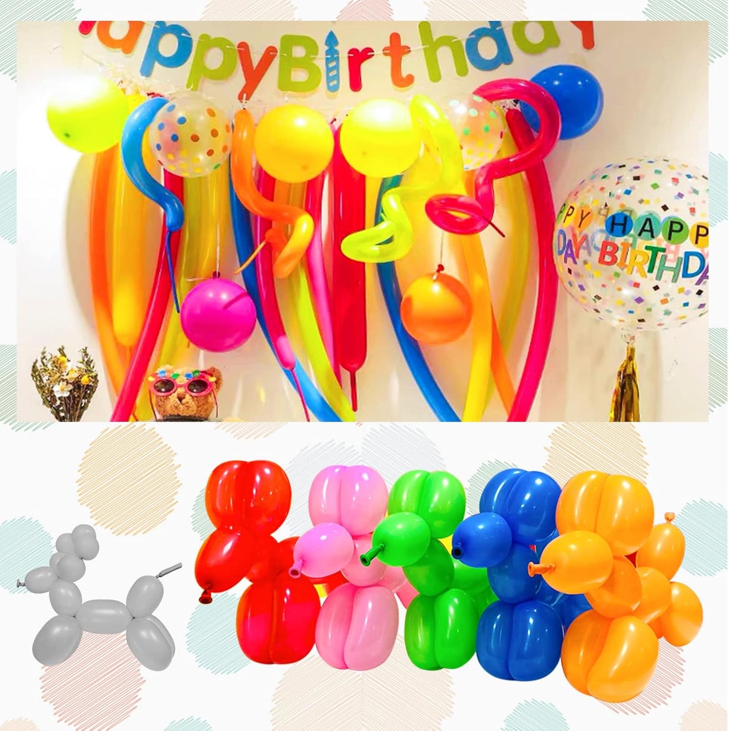 260 Balloons 100 pcs: Skinny Silver Balloons for Wedding, Birthday Parties