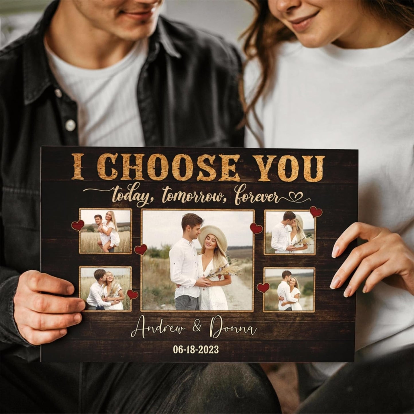 Dem Canvas Personalized Canvas Prints, Custom Photo And Name, I Choose You Forever, Wedding Gifts For Couple Anniversary Valentines Canvas (12x08)
