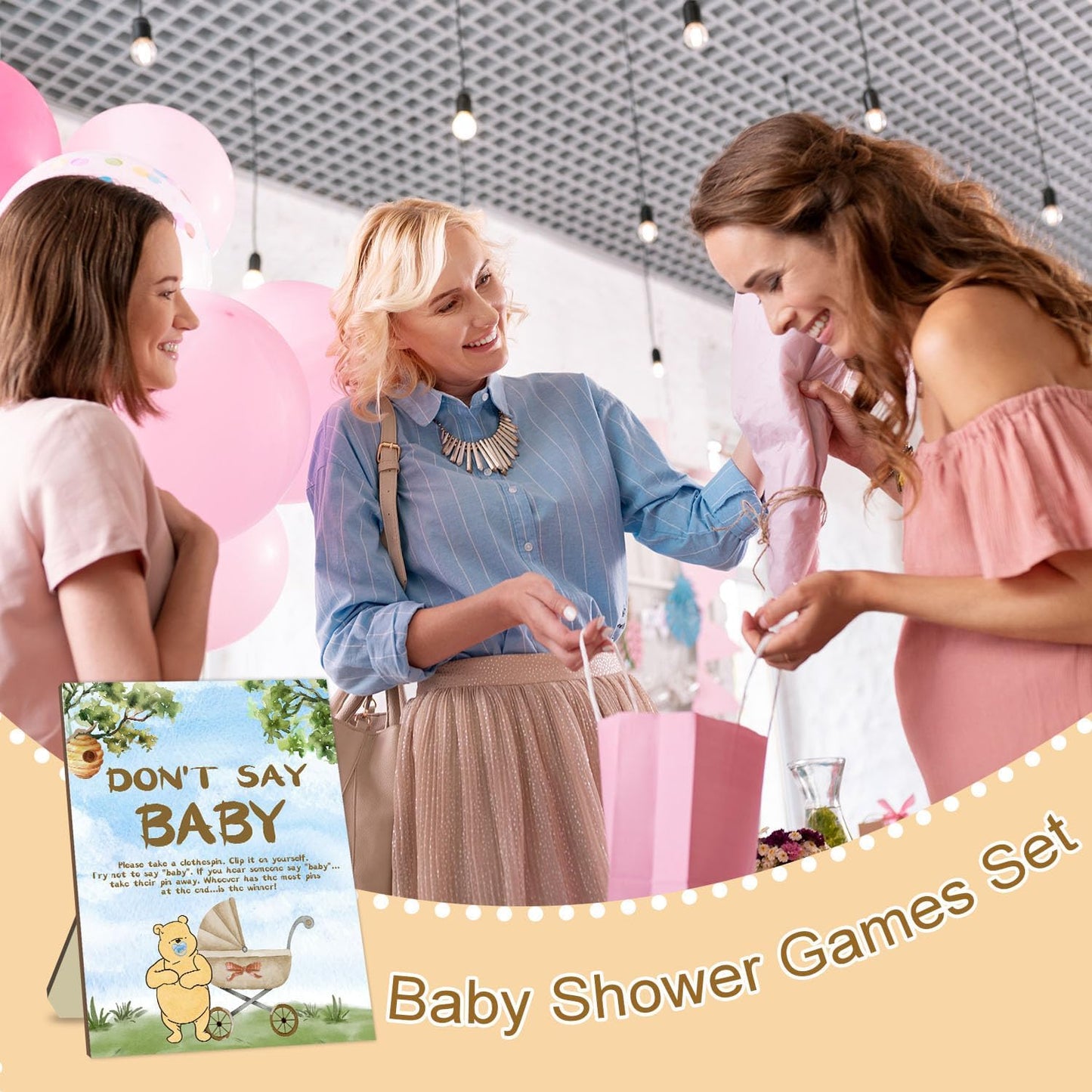 Winnie the Pooh Baby shower Party Decor, Don't Say Baby Game Sign, 21Pcs Baby Shower Game Set, Baby Shower Table Sign Centerpieces, Baby Shower Birthday Party Decorations Supplies