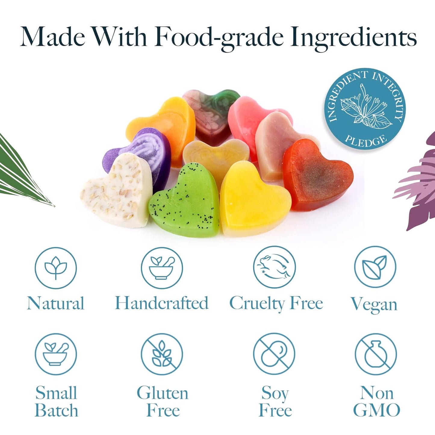 Saavy Naturals Bar Soap Organic, Plant-Based Ingredients - Made In USA Organic Bar Soap - Mini Soap Bars 10 Units Gift Set, Heart Shaped Artisan Natural Soap Bar