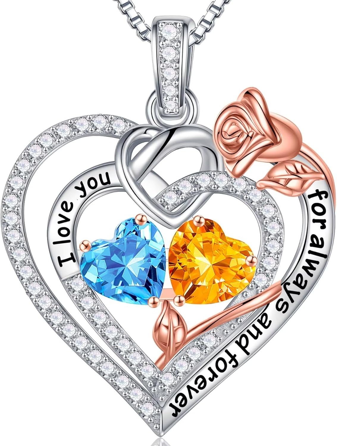 Iefil Christmas Gifts for Wife Women - 925 Sterling Silver Double Birthstone Necklace, Anniversary Birthday Gifts for Women, Jewelry Gift for Wife Girlfriend Mom Her