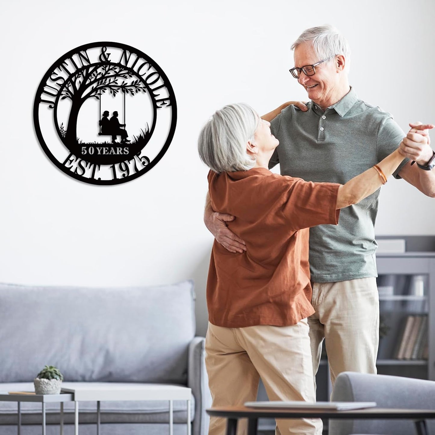 Personalized 50th/60th/25th/30th/40th/10th Anniversary Wedding Gifts for Couple Parent Husband Wife, Wedding Gifts for Couples, Custom Metal Name Signs, House Warming Gifts New Home