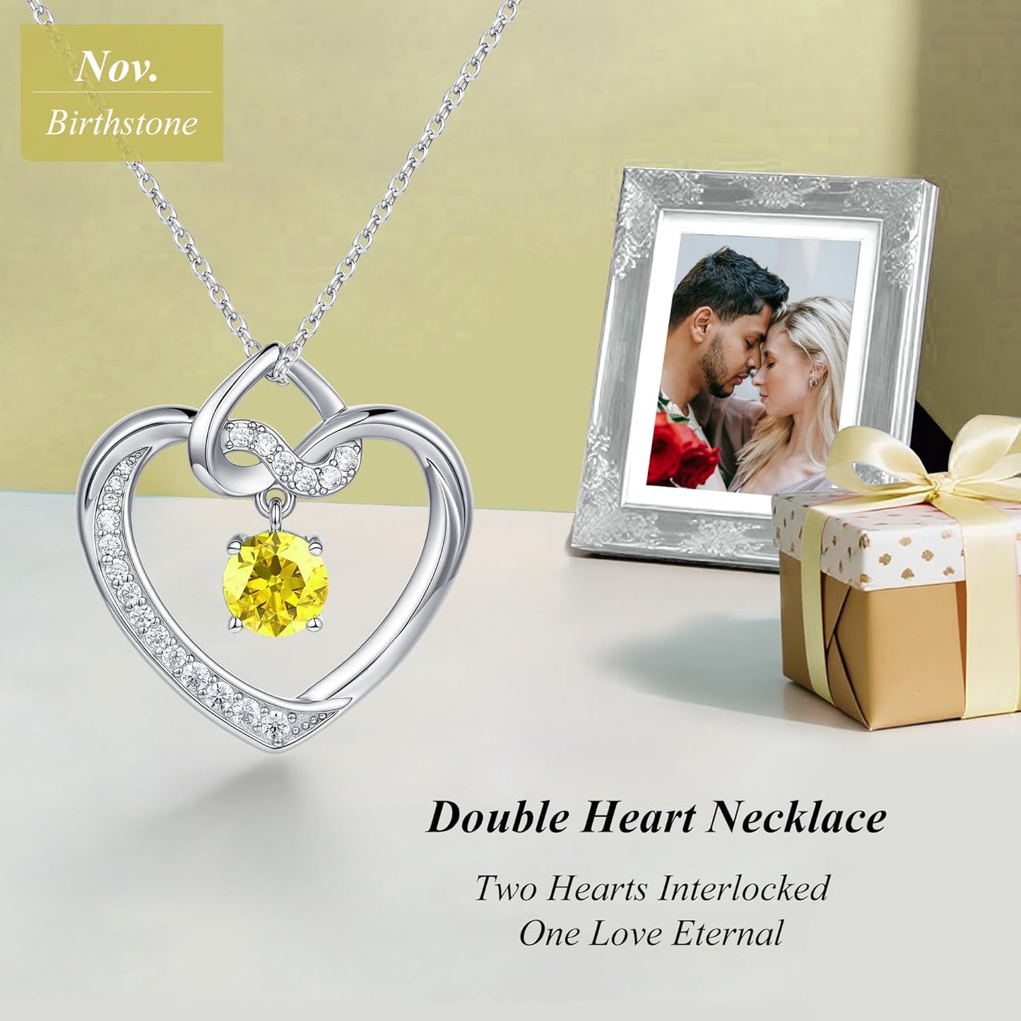 Heart Birthstone Necklaces Gifts for Women Wife, Jewelry for Women Wedding Anniversary Birthday Gifts for Wife Girlfriend Mom Christmas Valentines Gifts S925 Sterling Silver