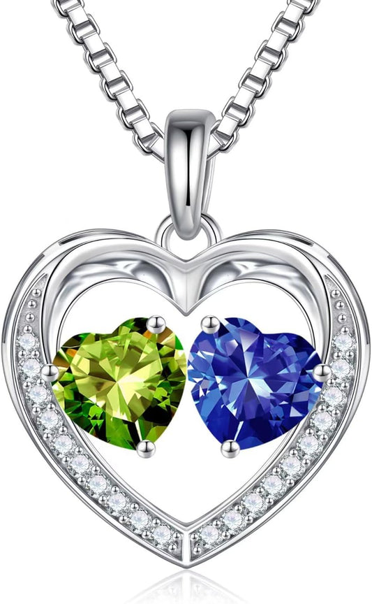 Iefil Christmas Gifts for Wife - 925 Sterling Silver Birthstone Necklace, Anniversary Birthday Gifts for Women, Stocking Stuffers for Women Wife Mom Daughter