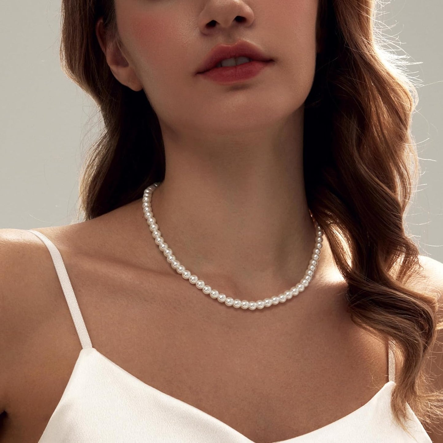 Gold Jewelry Set for Women - Dainty 14K Gold Plated Pearl Necklace and Earring Set with Drop Earrings, Bracelets, Choker Necklace - Wedding Jewelry Gift