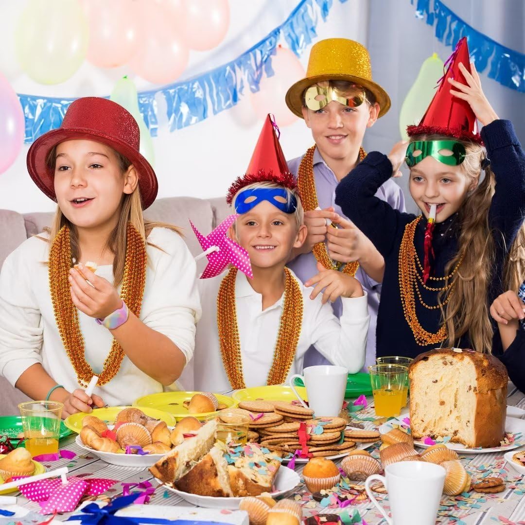 24PCS Bead Necklace, Orange Bead Necklaces Party Favors, 33" Mardi Gras Necklaces, Festival Parade Throw Accessories for Mardi Gras Halloween Wedding Celebrations Decorations