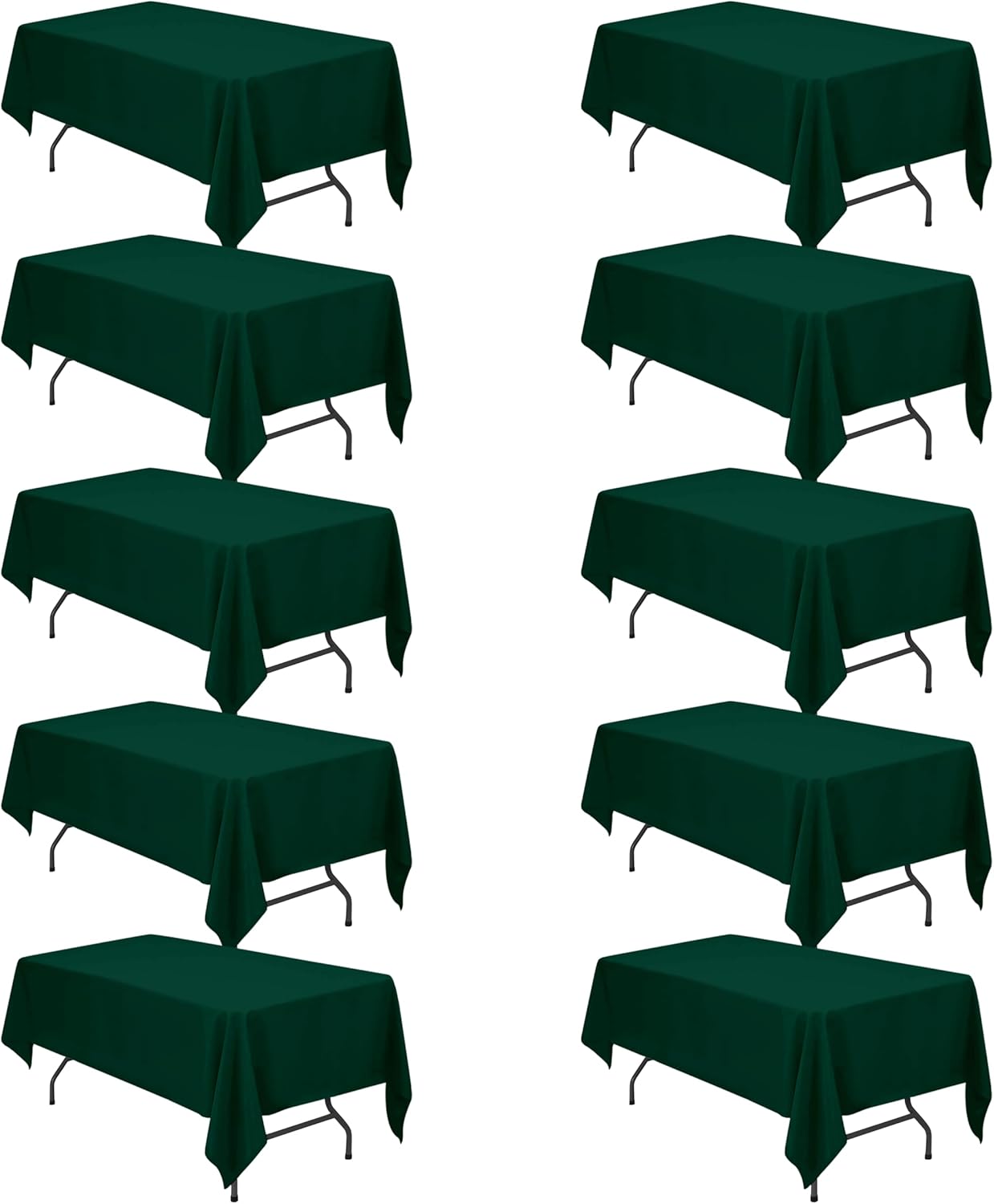 BRILLMAX 10 Pack Hunter Green Tablecloths for 6 Foot Rectangle Tables 60 x 102 Inch - 6ft Rectangular Bulk Linen Polyester Fabric Washable Cloth Cover for Wedding Reception Banquet Birthday Party