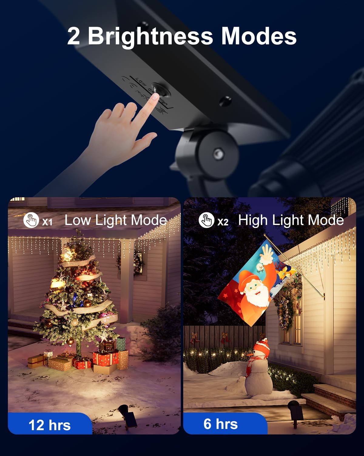 Solar Power Spot Lights Outdoor Waterproof for Christmas Decorations, Flag, Tree, Wreath, Santa Claus, Snowman, Bright LED Landscape Lamp Uplights for Outside Garden, Yard, Patio, Sidewalk,Warm White