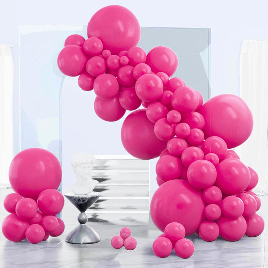 PartyWoo Hot Pink Balloons 140 pcs Different Sizes of 18 12 10 5 Inch Magenta Fuchsia Dark Pink Balloon Arch Kit Garland for Valentine's Day Baby Shower Princess Birthday Party Decorations Pink-Y12