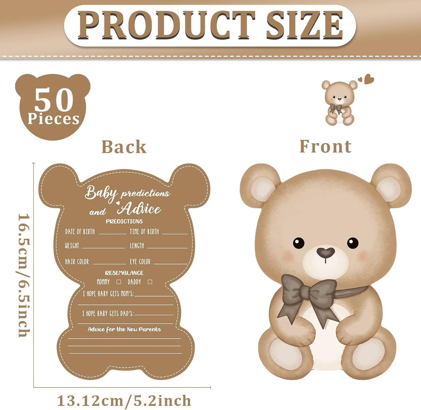 50 Pcs Teddy Bear Baby Shower Game Set Prediction and Advice Cards We Can Bearly Wait Baby Shower Decorations Bear Best Wishes Gender Neutral Game Party Activity Supplies