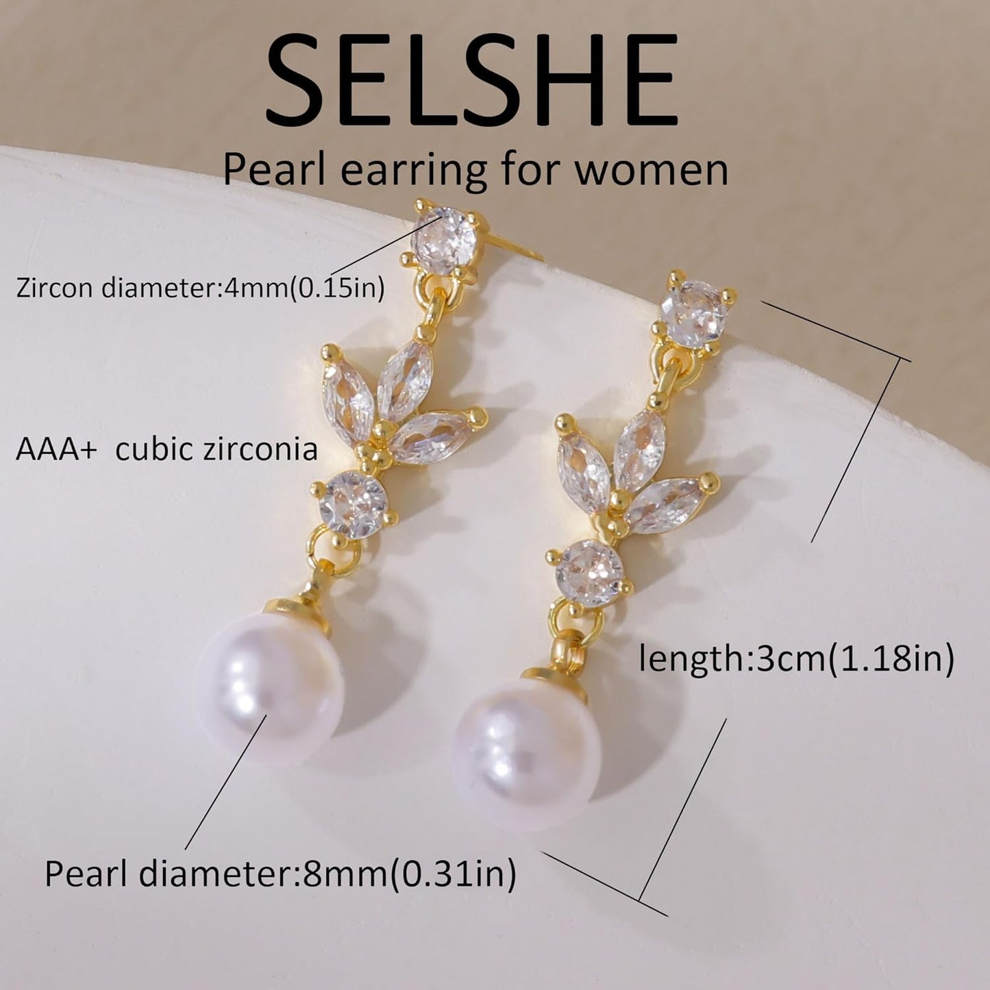 SELSHE Dangle Earrings for Women, 14k Gold Plated Pearl Drop Earring Dainty Gold Earrings for Women Trendy Cute Prom Bridal Earring Long Wedding Pearl Earring Formal Jewelry
