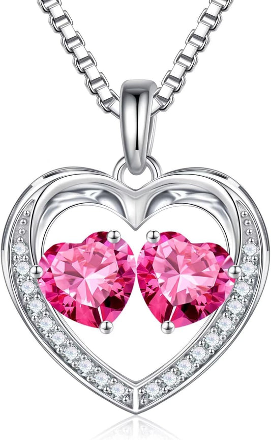 Iefil Christmas Gifts for Wife - 925 Sterling Silver Birthstone Necklace, Anniversary Birthday Gifts for Women, Stocking Stuffers for Women Wife Mom Daughter