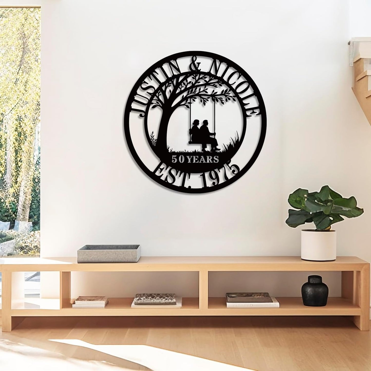 Personalized 50th/60th/25th/30th/40th/10th Anniversary Wedding Gifts for Couple Parent Husband Wife, Wedding Gifts for Couples, Custom Metal Name Signs, House Warming Gifts New Home