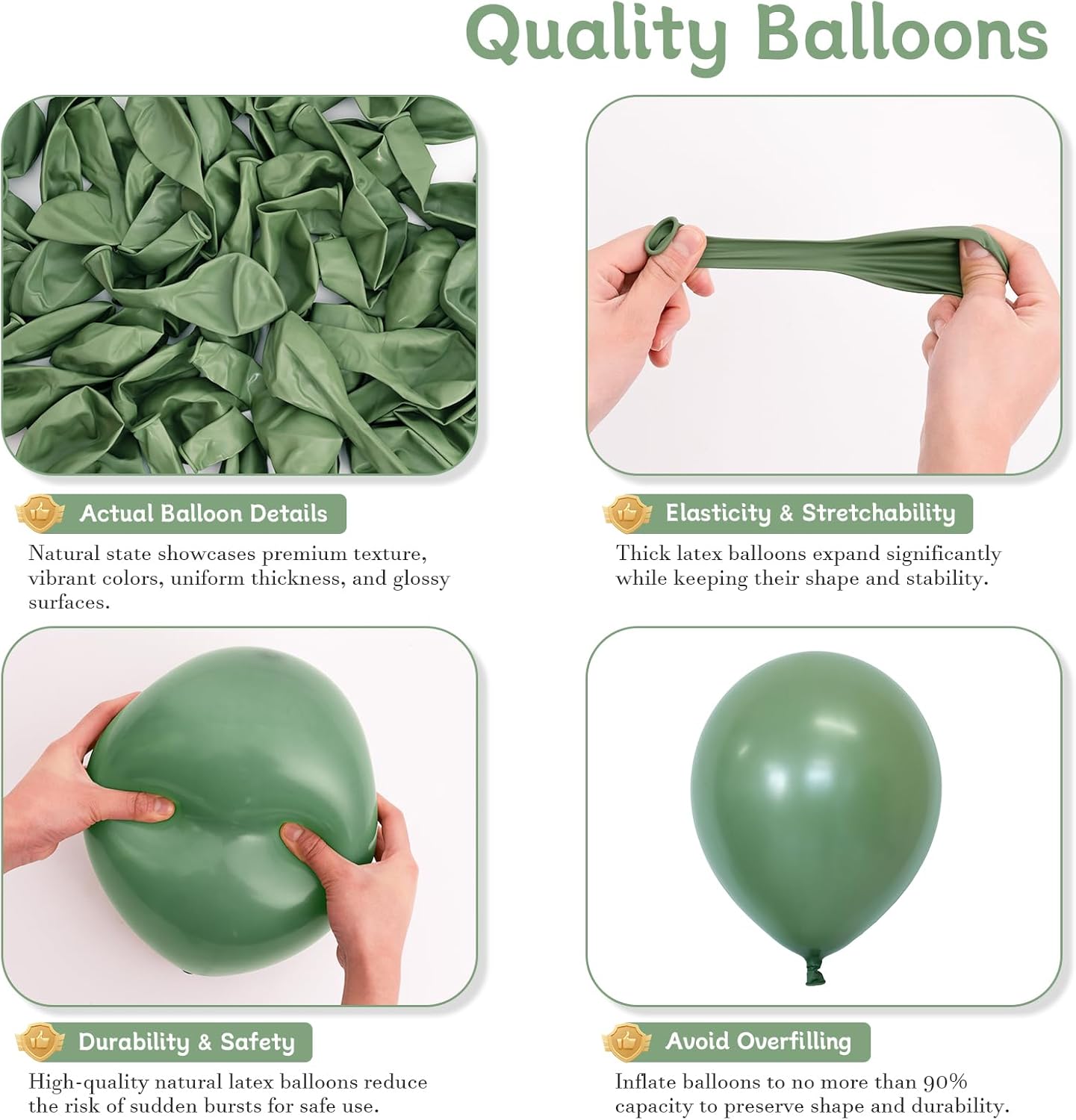 Sage Green Balloons, 125 PCS Assorted Sizes 18 inch, 12 inch, 10 inch, 5 inch - Great for Wedding Decorations, Family Gathering Parties, Balloon Garlands and Balloon Arch