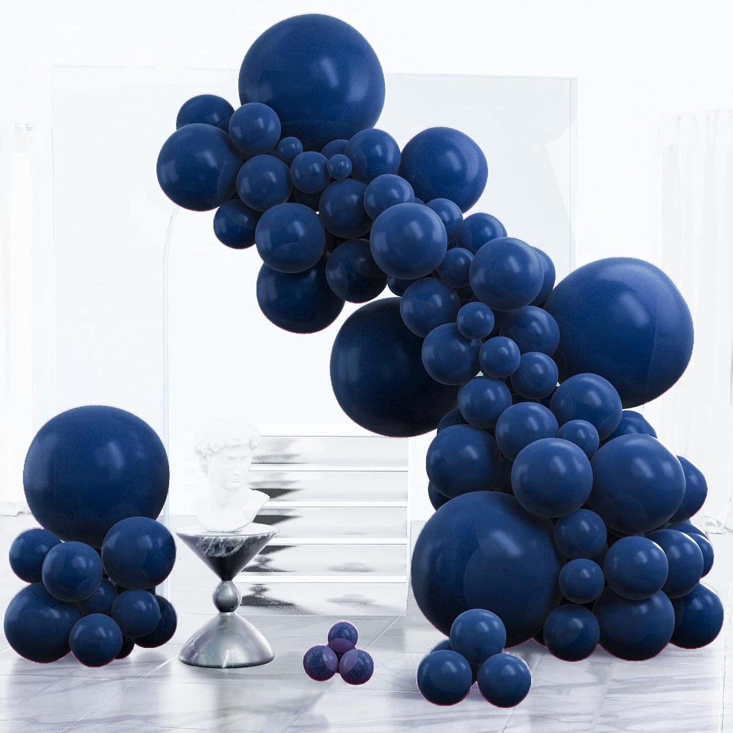 PartyWoo Navy Blue Balloons 140 pcs Different Sizes Pack of 18 12 10 5 Inch Pearl Dark Blue Balloon Arch Kit Garland for Graduation Wedding Baby Shower Birthday Party Decorations Blue-Z90