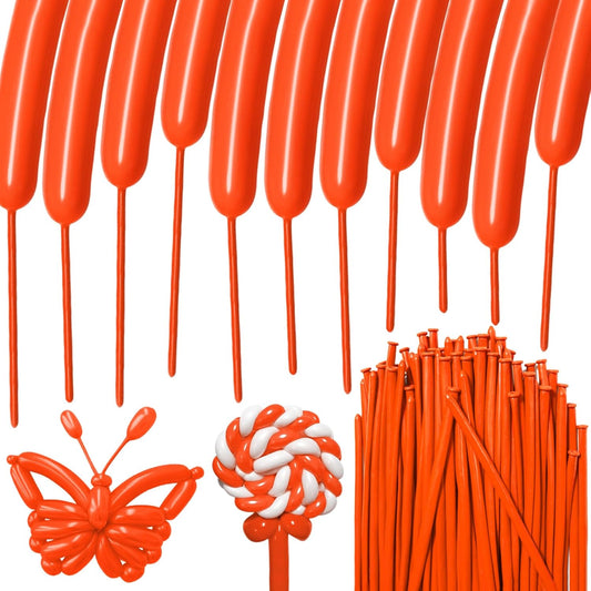 100Pcs Orange 260 Balloons, Long Balloon for Tying Balloon Arch, Long Skinny Balloons for Twisting Ballons Animal balloons Birthday Party Wedding Festival Decorations