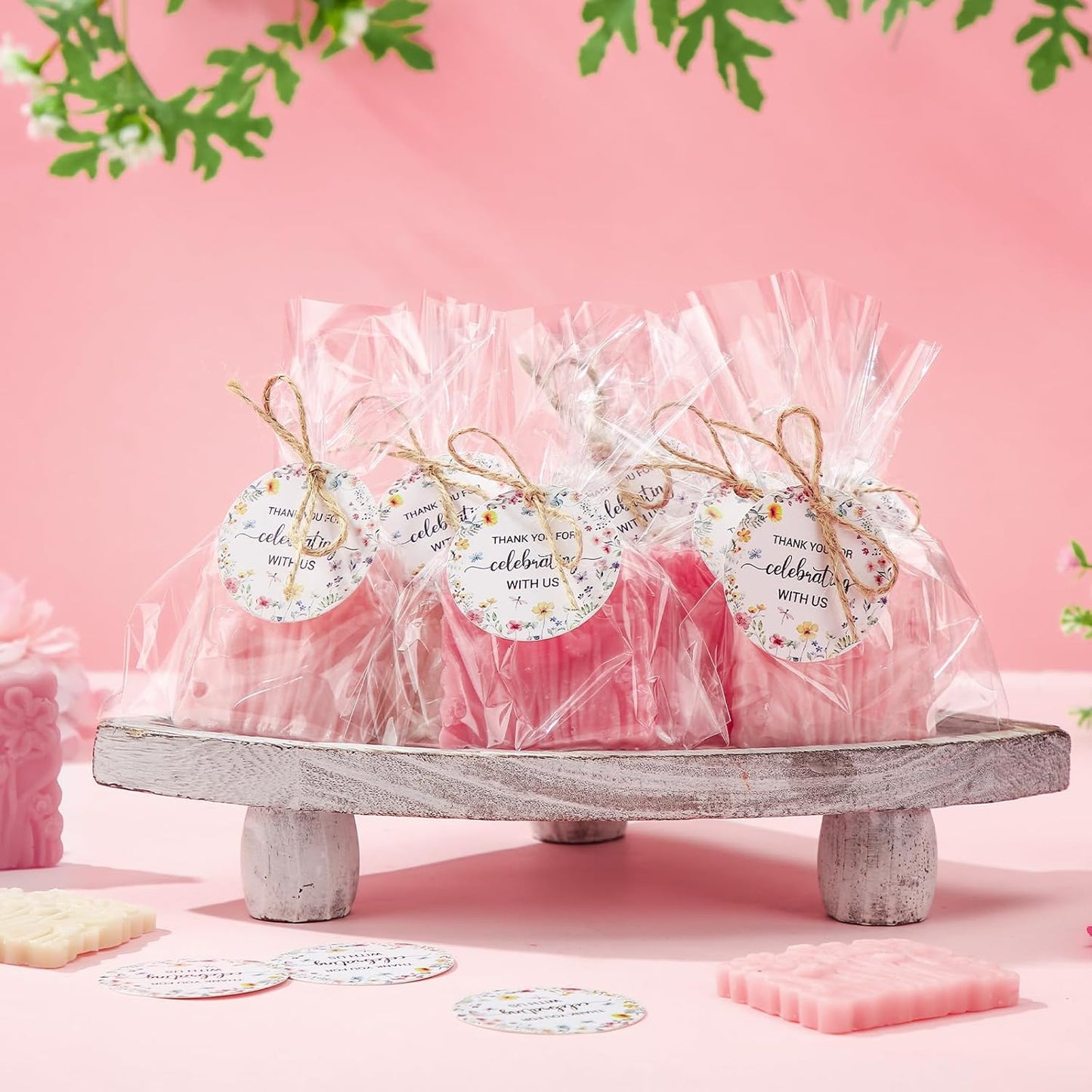 Demissle 20 Pcs Baby Shower Soap Favors Wildflowers Baby Shower in Bloom Flower Bath Soap Gift Set with White Greeting Card Handmade Gifts for Guests Decorations Supplies(Classic Color,Classic Style)