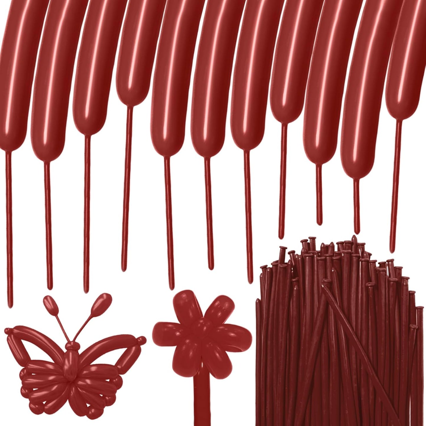 100Pcs Coffee 260 Balloons, Brown Long Balloon for Tying Balloon Arch, Long Skinny Balloons for Twisting Ballons Animal balloons Birthday Party Wedding Festival Decorations