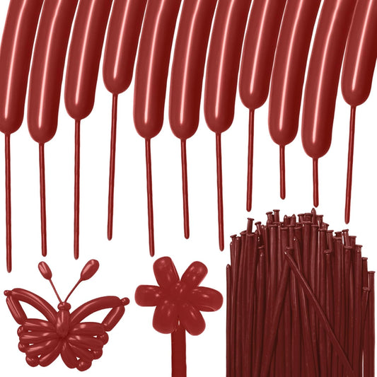 100Pcs Coffee 260 Balloons, Brown Long Balloon for Tying Balloon Arch, Long Skinny Balloons for Twisting Ballons Animal balloons Birthday Party Wedding Festival Decorations