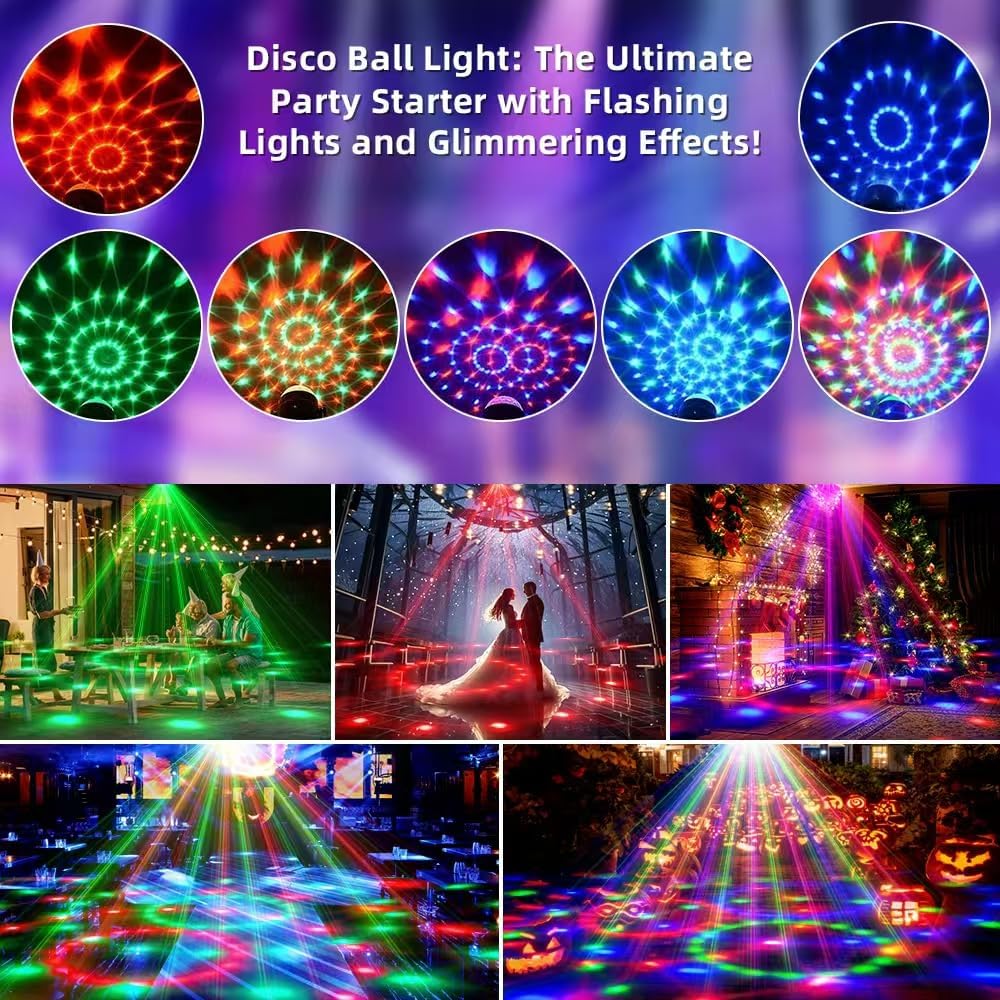 2-Piece Set of Party Lights, Voice Controlled Flash with Remote Control, Disco Ball Lights, Family Room Parties, Wedding Bars, KTV Karaoke/New Year's Eve Halloween Christmas Decorations.