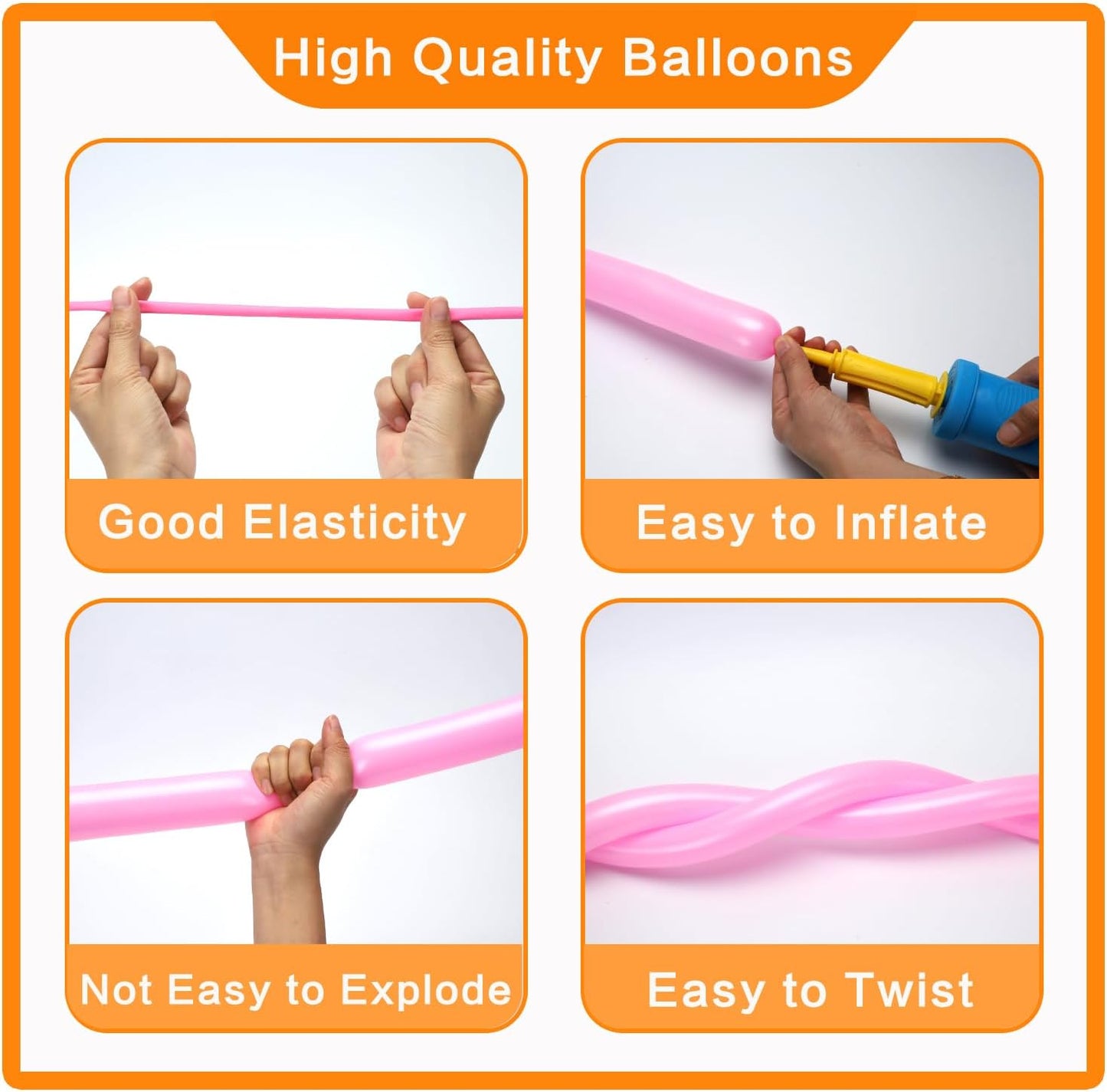 100PCS 260q Long Skinny Balloons Rainbow Twisting Animal Assorted Color Thickening Latex Modeling Magic Balloons for Balloon Garland DIY Birthday Weddings Christmas Party Decorations