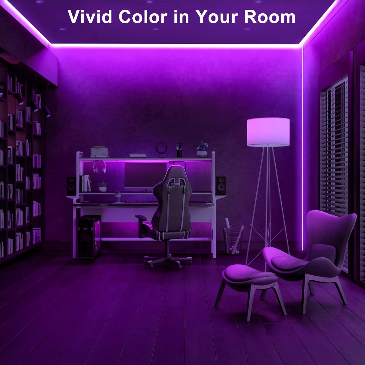 32.8ft Purple COB Led Strip Lights with Remote, Dimmable Bright Dotless Adhesive Indoor Led COB Light Strip for Cabinet, Painting, Room, Bed
