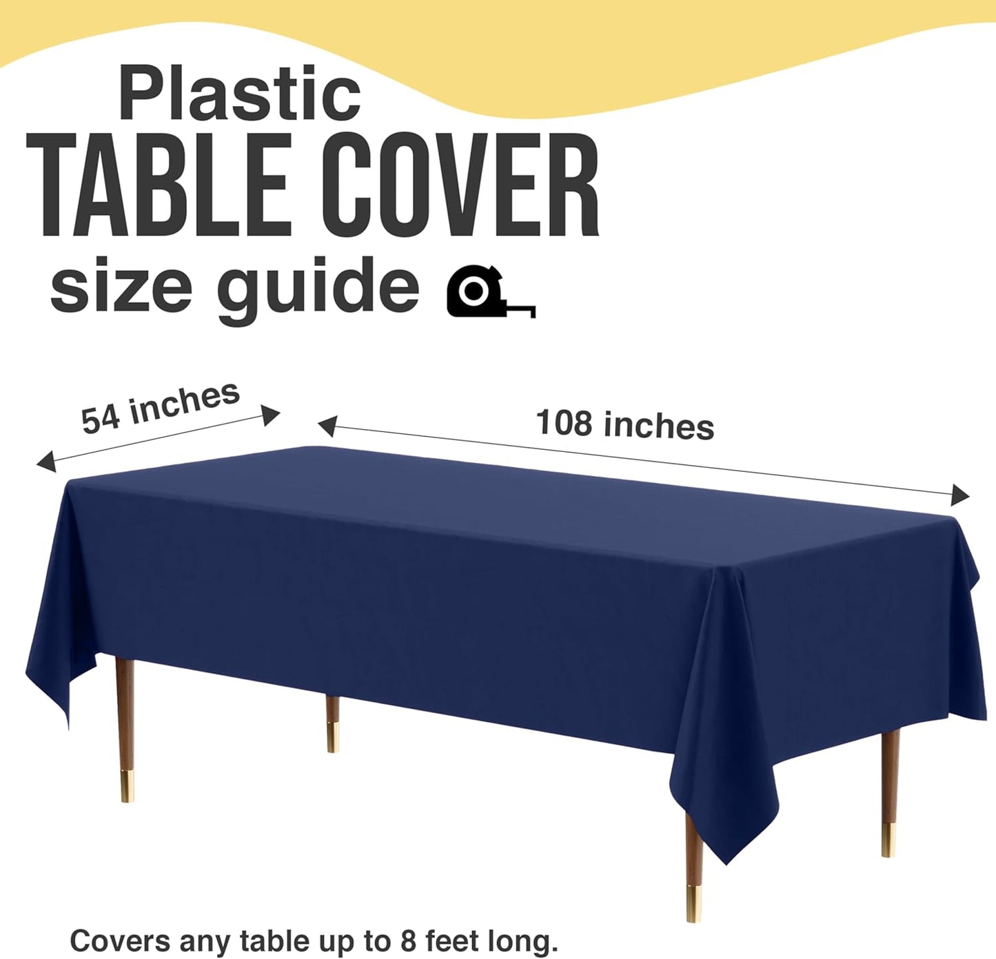 Party Solids 66% Thicker Premium Plastic Table Cloth Rectangle Table Cover 0.5 Mil 6 Pack Navy Blue Table Cloth 54 Inch x 108 Inch Disposable Tablecloth Won't Tear Easily Like Cheap Thin Brands