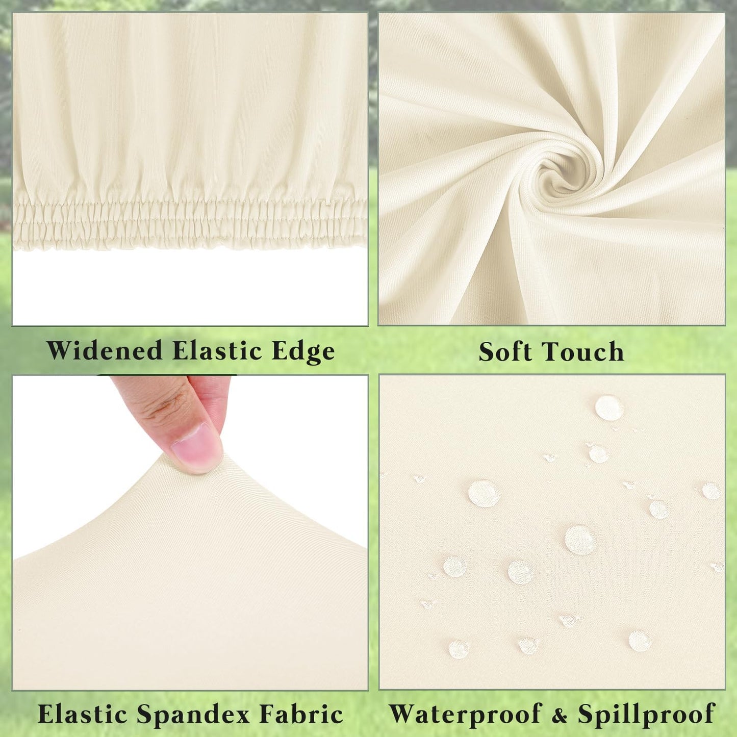 6 Pack Table Cover Fitted Picnic Elastic Tablecloth for 6 Foot Rectangle Tables Waterproof Stretch Washable Folding Indoor and Outdoor Spandex Table Cloth for Parties Banquet Camping (Beige,30" x 72")