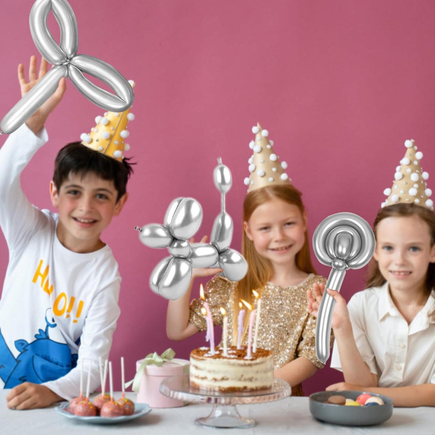 Metallic Long Balloons Art Kit for Twisting, Chrome 260pcs Skinny Modeling Balloons Supplies for Birthday Party Wedding Festival Decorations