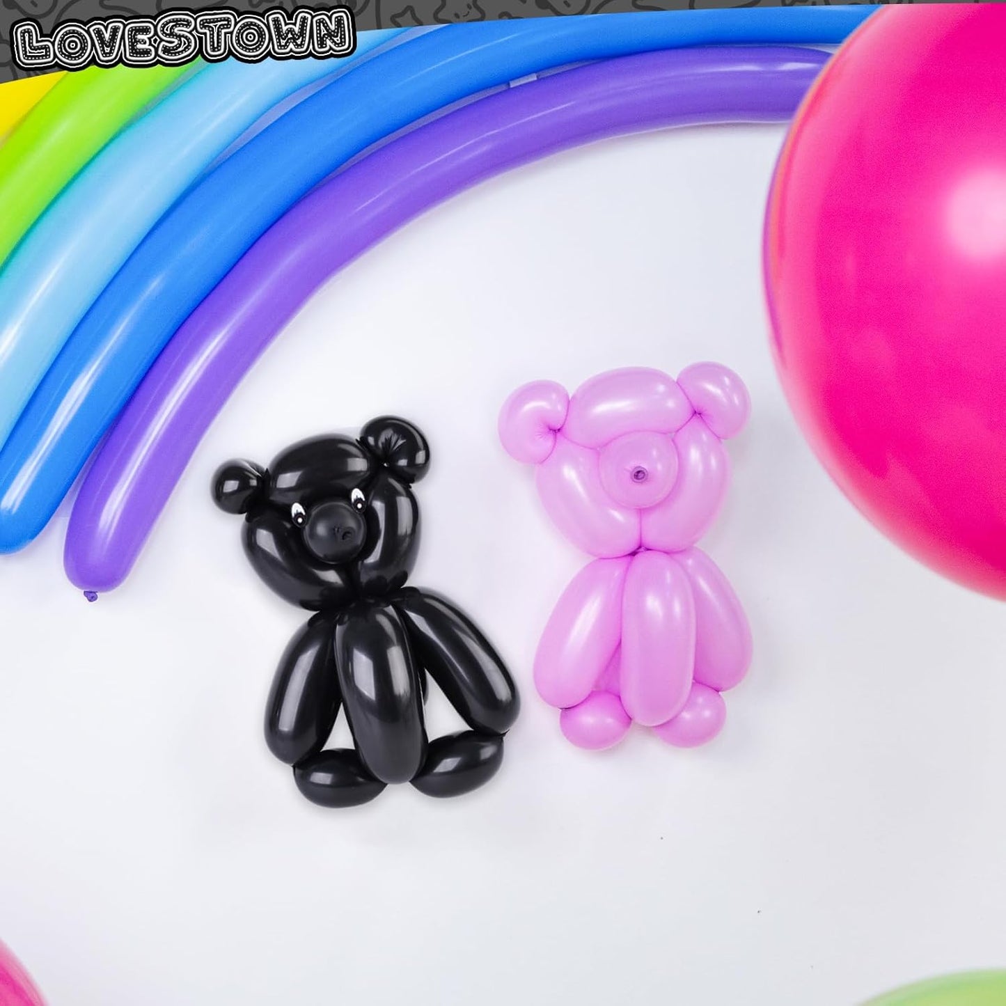 LovesTown 100 PCS 260 long balloons, Black Twisting Animal Balloons Thicken Modeling Magic for Holiday Birthday Party Decor