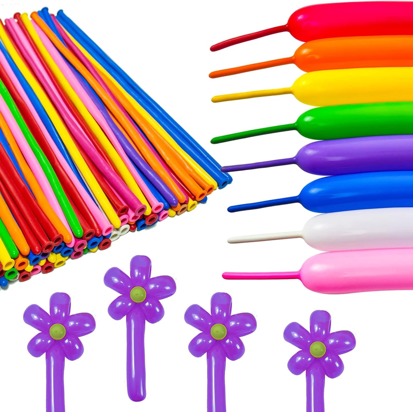 Purple 260 long Balloons 100 Pack Purple Modeling Long Magic Balloons Thickening Latex Twisting DIY Animal Balloon for Birthday Wedding Christmas Festival Party Decoration