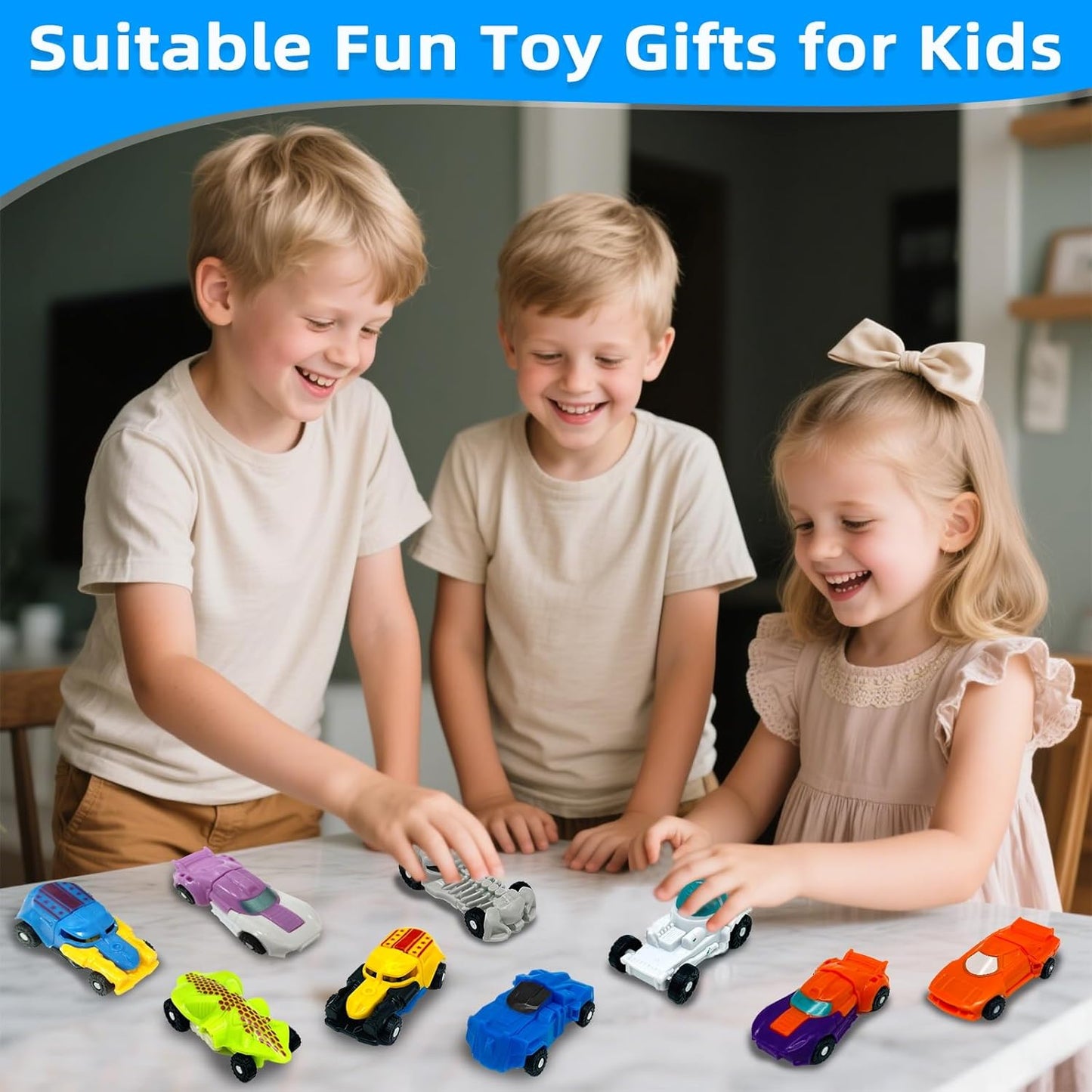 28 Pack Transforming Car Robot Toys for Kids, 14 Styles Prefilled Mini Vehicle Gift for Grandkids Boys Girls Party Favors, Birthday, Game Prizes and Christmas Stocking Stuffer Filler