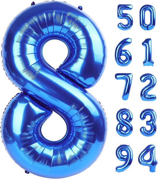 Navy Blue 8 Balloon, Number Balloon 40 Inch, Blue Birthday Decorations, 8 18 28 38 80 Birthday Balloons, 8th Party Supplies, Number 8 Balloon