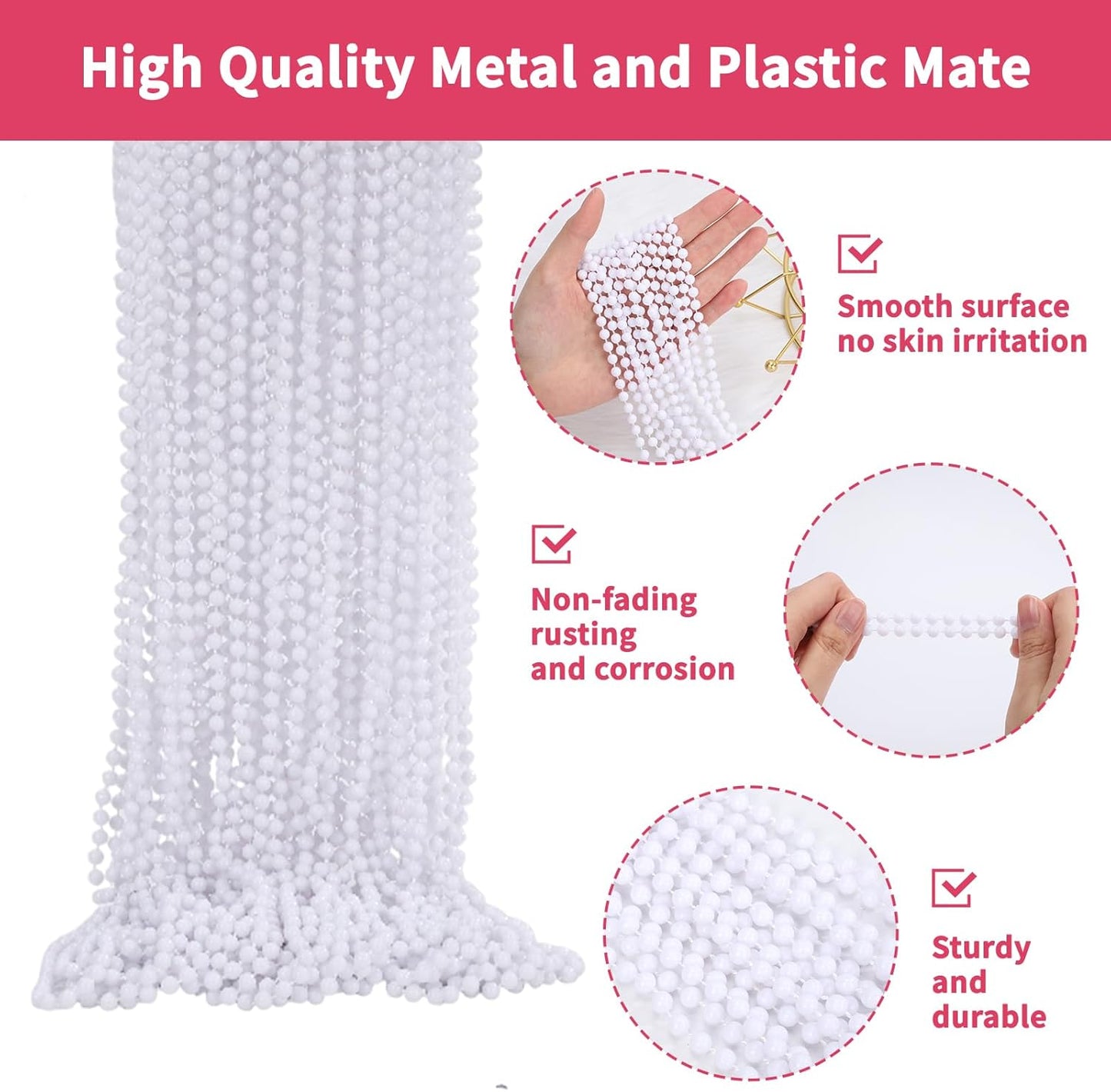 48 Pack Mardi Gras Beads Necklaces, 33 Inch Plastic Beads for Party Favors, Festival Decorations, Parade Throws, Christmas, St. Patrick's Day Celebrations