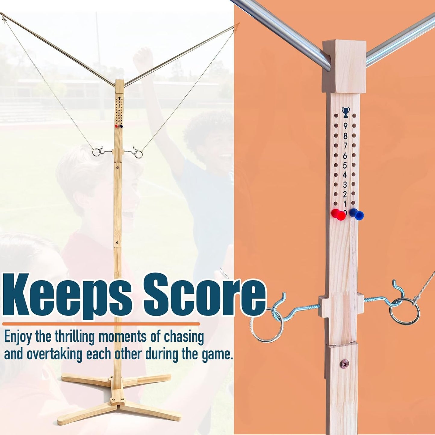 Standing Hook and Ring Game, Oversize Movable Indoor Outdoor Hook and Rong Toss Game with String Party Yard Swing Game Night Man Cave for Adults Family